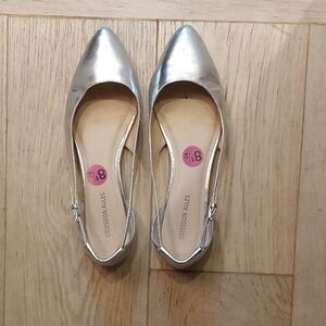 Obsession Rules Shiny Silver Pointed Flats